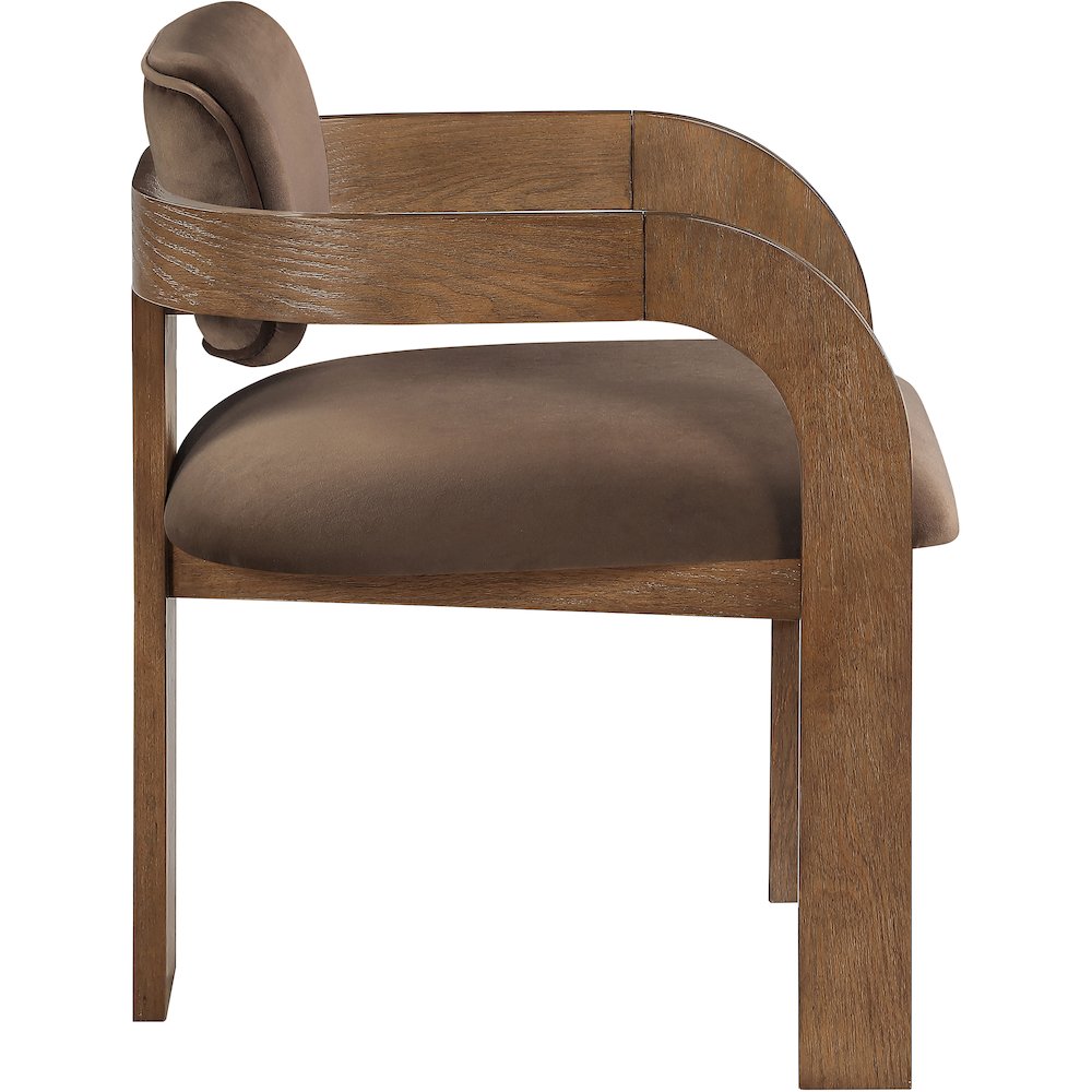 Cedra Brown Velvet Performance Fabric Upholstered Dining Chair, Set of 2