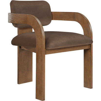 Cedra Brown Velvet Performance Fabric Upholstered Dining Chair, Set of 2