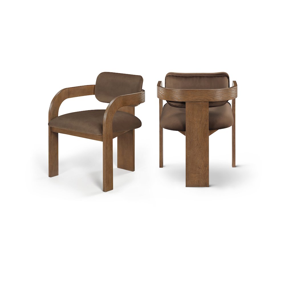 Cedra Brown Velvet Performance Fabric Upholstered Dining Chair, Set of 2