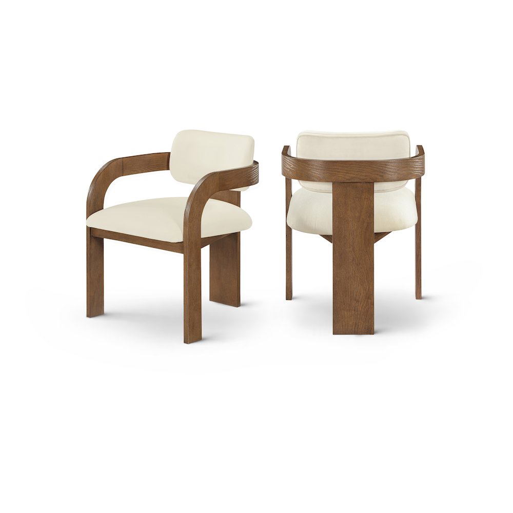 Cedra Cream Velvet Performance Fabric Upholstered Dining Chair, Set of 2