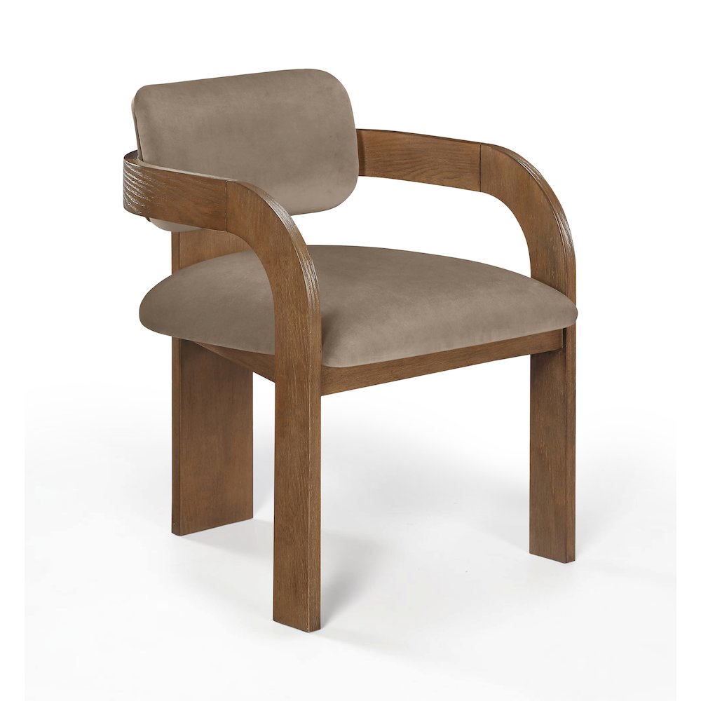 Cedra Taupe Velvet Performance Fabric Upholstered Dining Chair, Set of 2