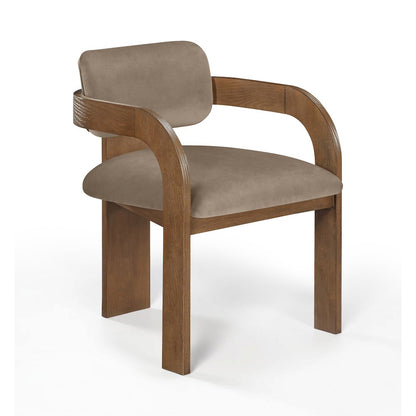Cedra Taupe Velvet Performance Fabric Upholstered Dining Chair, Set of 2