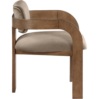 Cedra Taupe Velvet Performance Fabric Upholstered Dining Chair, Set of 2