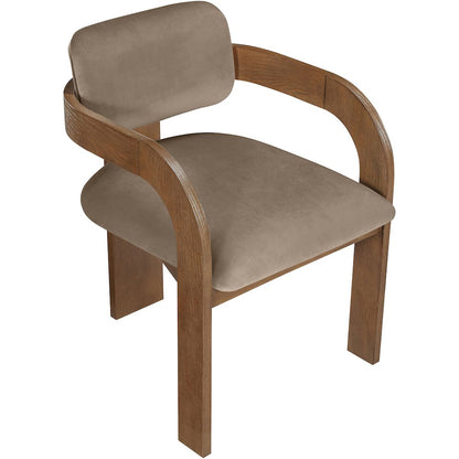 Cedra Taupe Velvet Performance Fabric Upholstered Dining Chair, Set of 2
