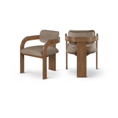 Cedra Taupe Velvet Performance Fabric Upholstered Dining Chair, Set of 2