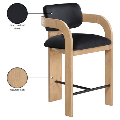 Cedra Black Velvet Performance Fabric Upholstered Counter Stool