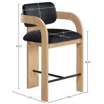 Cedra Black Velvet Performance Fabric Upholstered Counter Stool