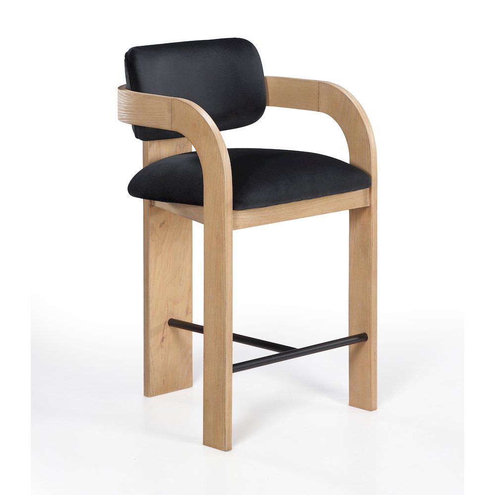 Cedra Black Velvet Performance Fabric Upholstered Counter Stool