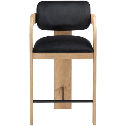 Cedra Black Velvet Performance Fabric Upholstered Counter Stool