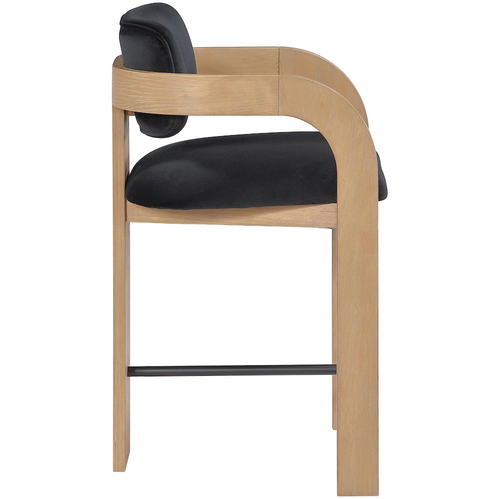 Cedra Black Velvet Performance Fabric Upholstered Counter Stool