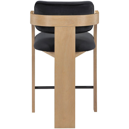 Cedra Black Velvet Performance Fabric Upholstered Counter Stool