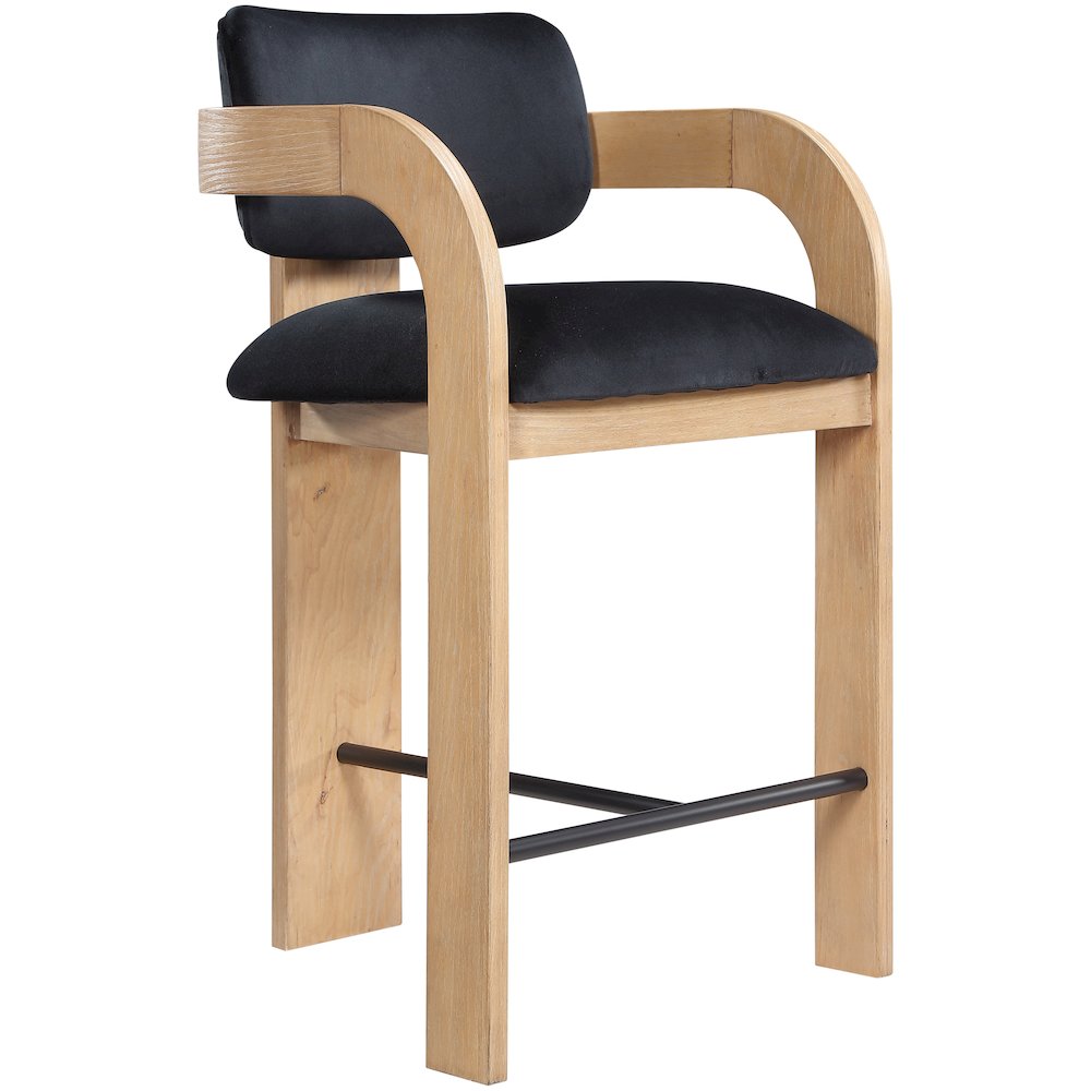 Cedra Black Velvet Performance Fabric Upholstered Counter Stool