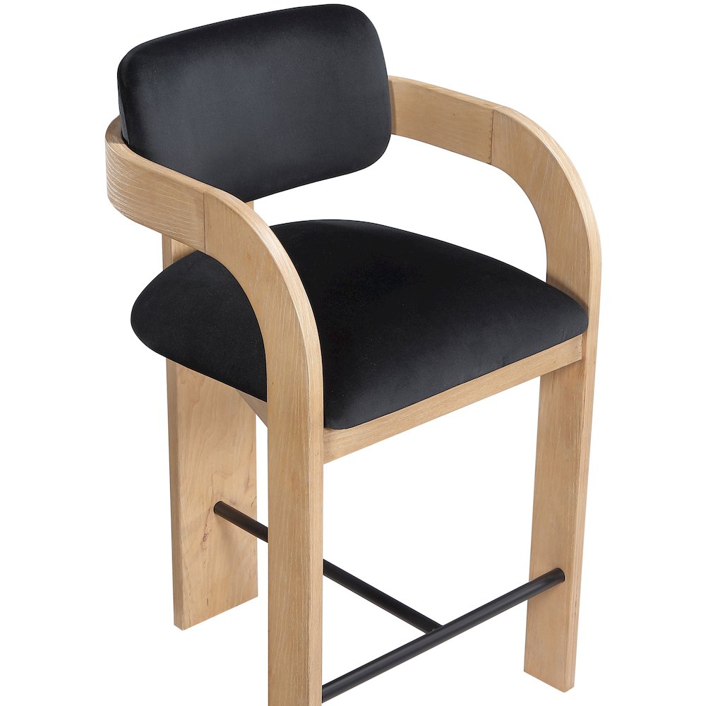 Cedra Black Velvet Performance Fabric Upholstered Counter Stool