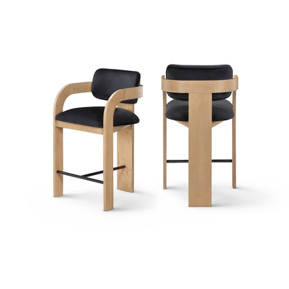 Cedra Black Velvet Performance Fabric Upholstered Counter Stool