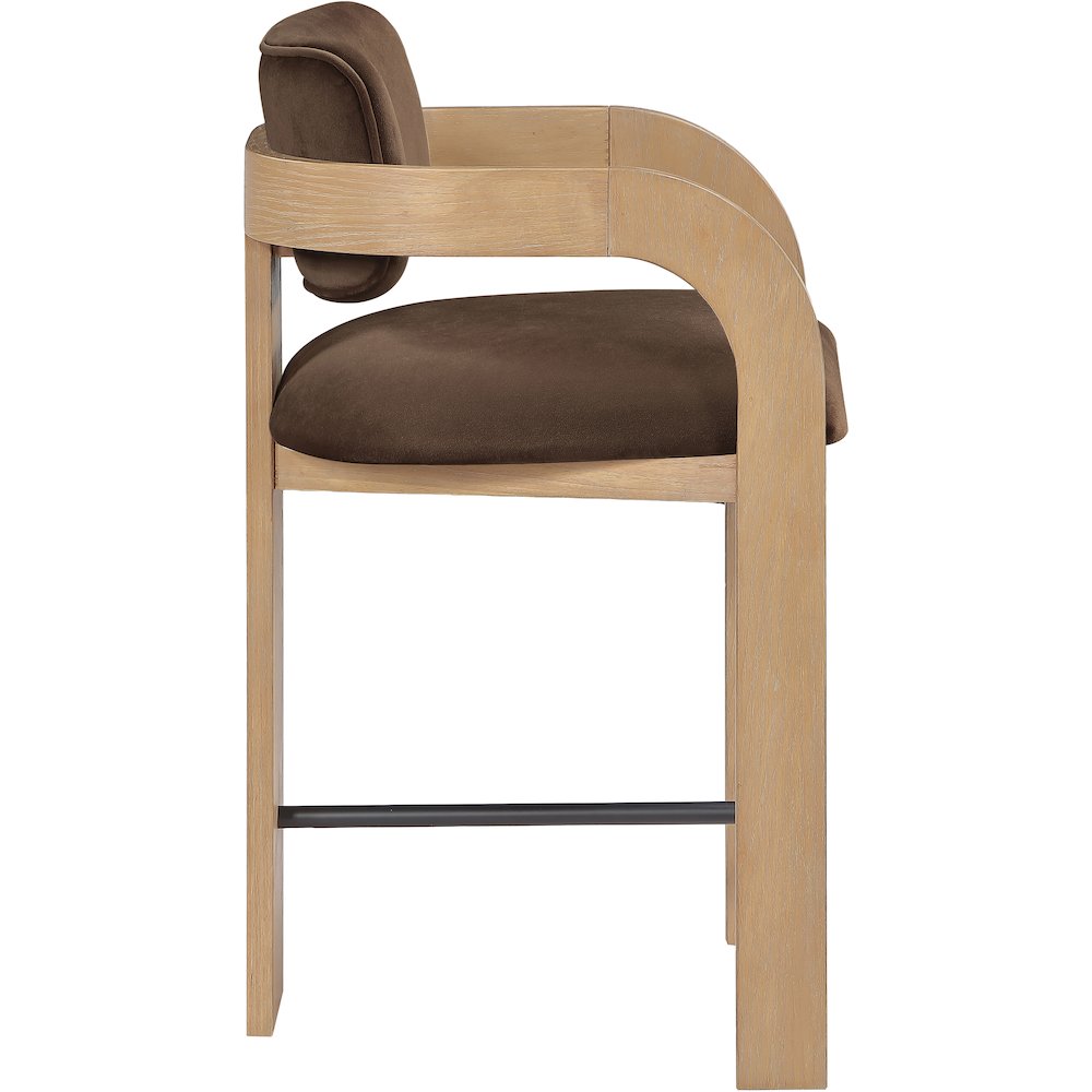 Cedra Brown Velvet Performance Fabric Upholstered Counter Stool