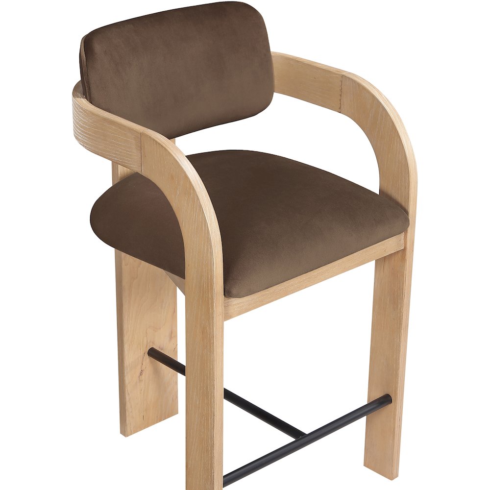 Cedra Brown Velvet Performance Fabric Upholstered Counter Stool