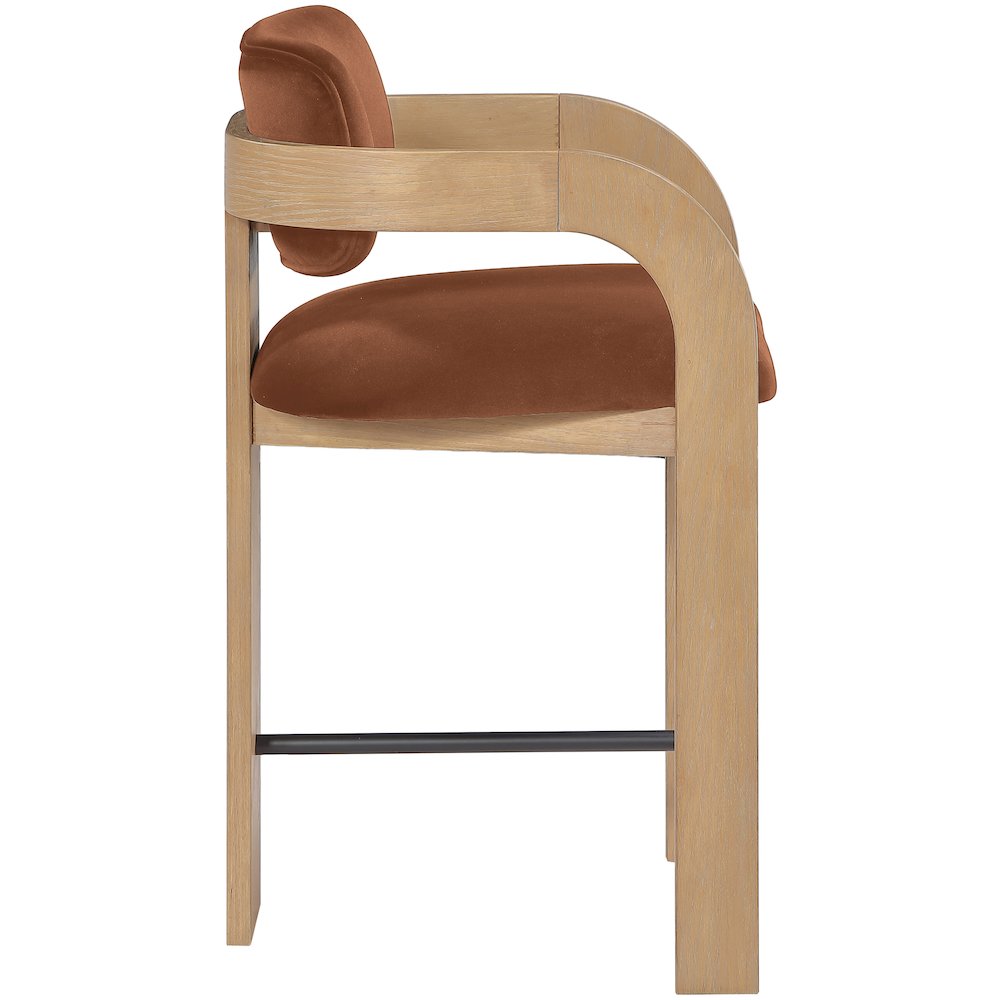 Cedra Cognac Velvet Performance Fabric Upholstered Counter Stool