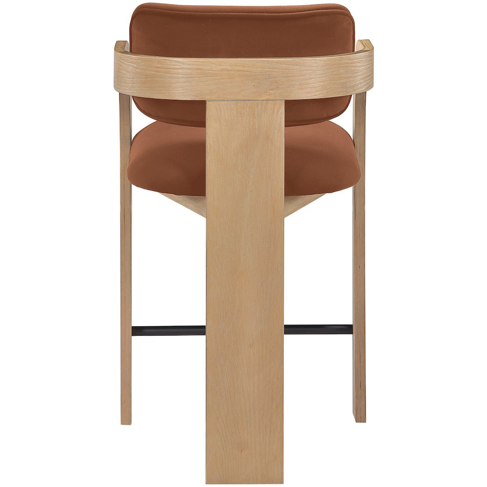 Cedra Cognac Velvet Performance Fabric Upholstered Counter Stool