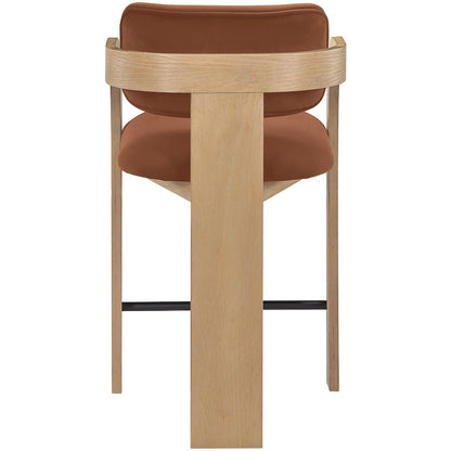 Cedra Cognac Velvet Performance Fabric Upholstered Counter Stool