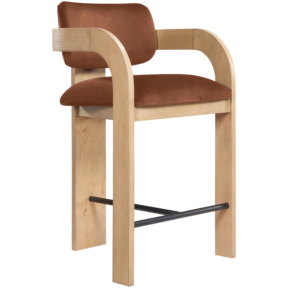 Cedra Cognac Velvet Performance Fabric Upholstered Counter Stool