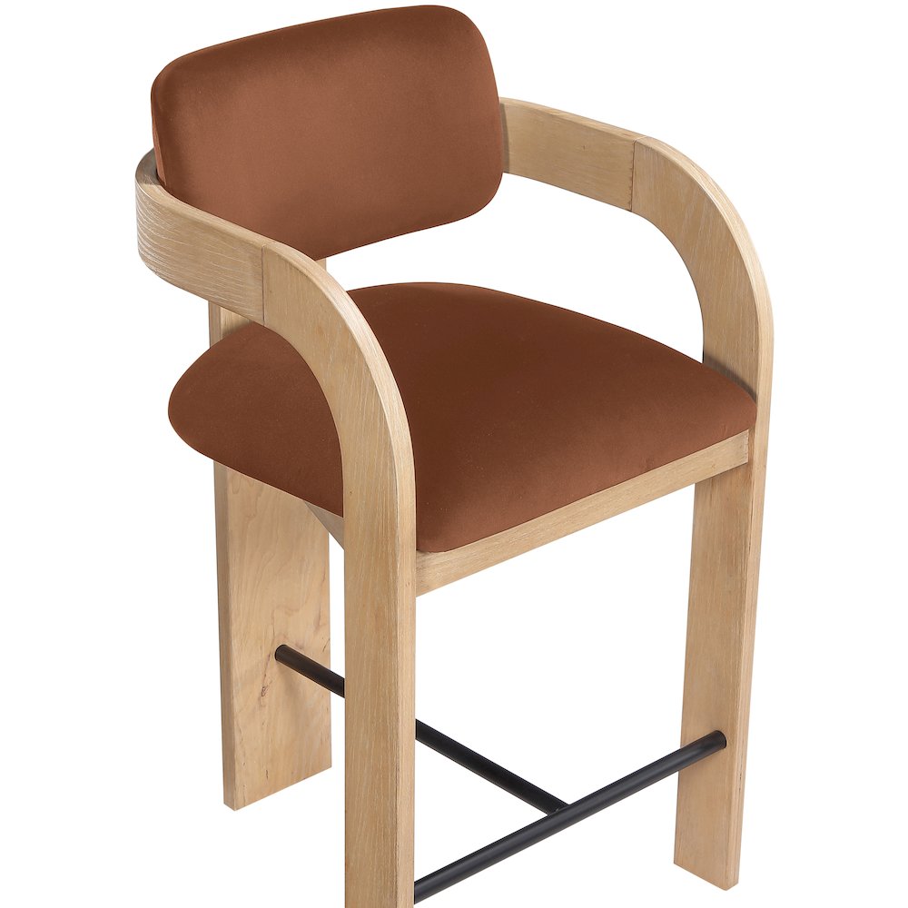 Cedra Cognac Velvet Performance Fabric Upholstered Counter Stool