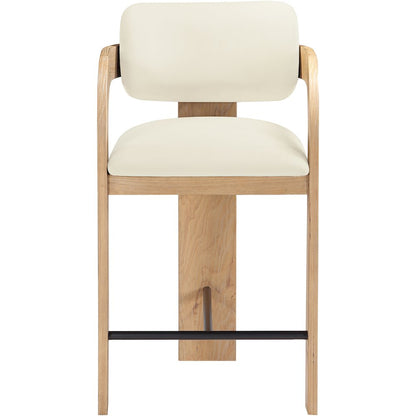 Cedra Cream Velvet Performance Fabric Upholstered Counter Stool
