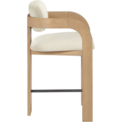 Cedra Cream Velvet Performance Fabric Upholstered Counter Stool
