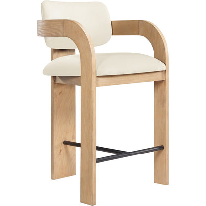 Cedra Cream Velvet Performance Fabric Upholstered Counter Stool