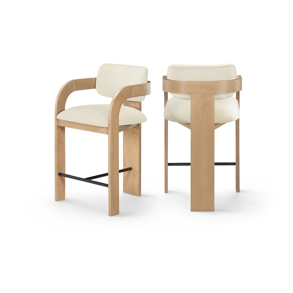 Cedra Cream Velvet Performance Fabric Upholstered Counter Stool