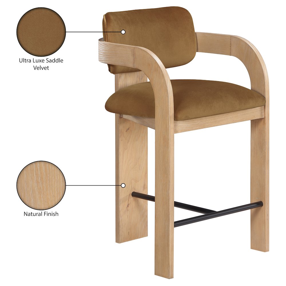 Cedra Saddle Velvet Performance Fabric Upholstered Counter Stool