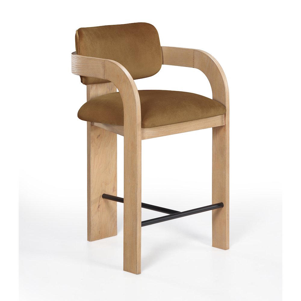Cedra Saddle Velvet Performance Fabric Upholstered Counter Stool