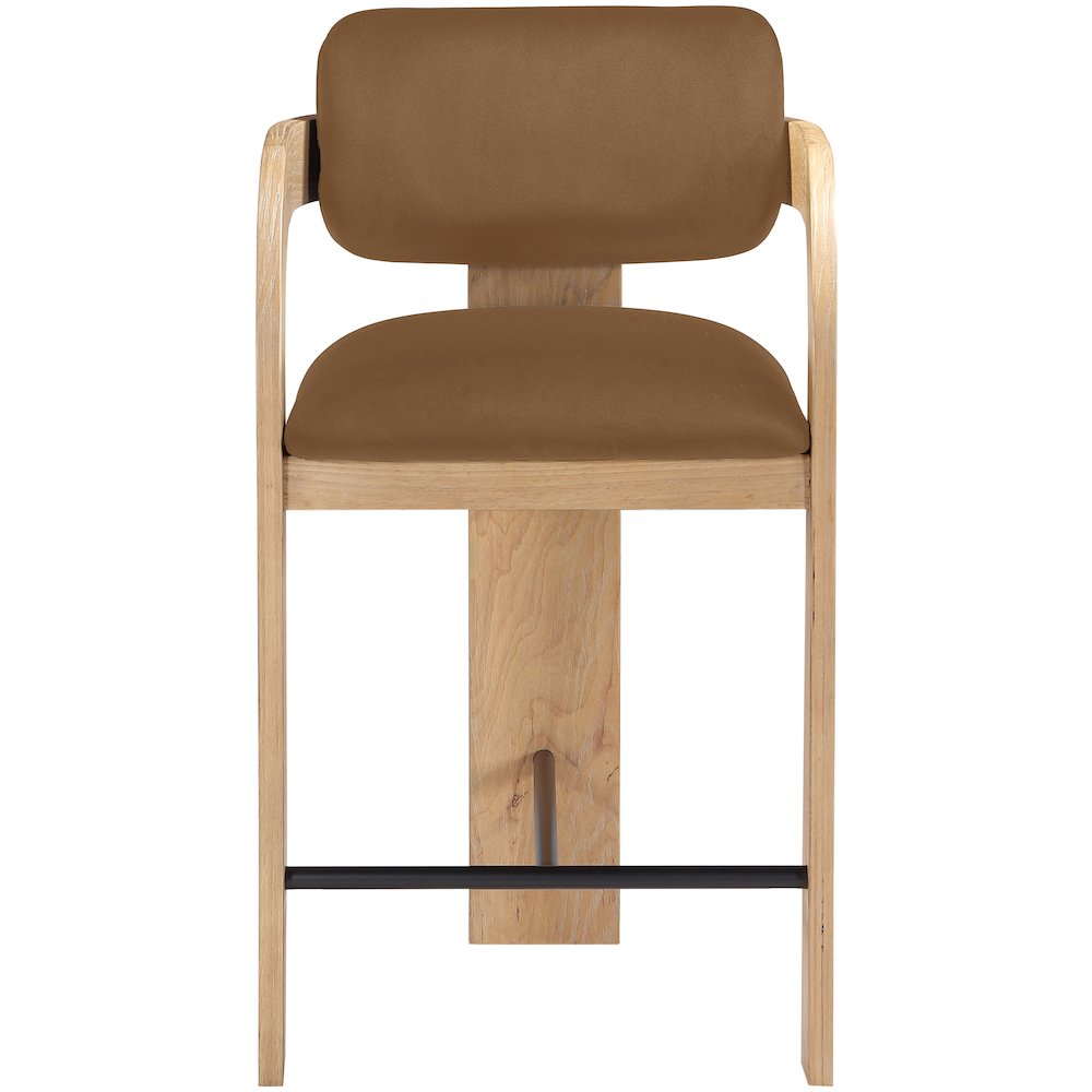 Cedra Saddle Velvet Performance Fabric Upholstered Counter Stool