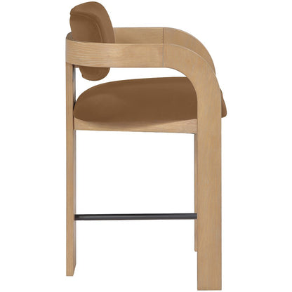 Cedra Saddle Velvet Performance Fabric Upholstered Counter Stool