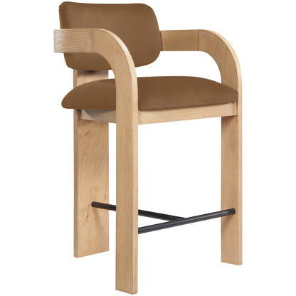 Cedra Saddle Velvet Performance Fabric Upholstered Counter Stool