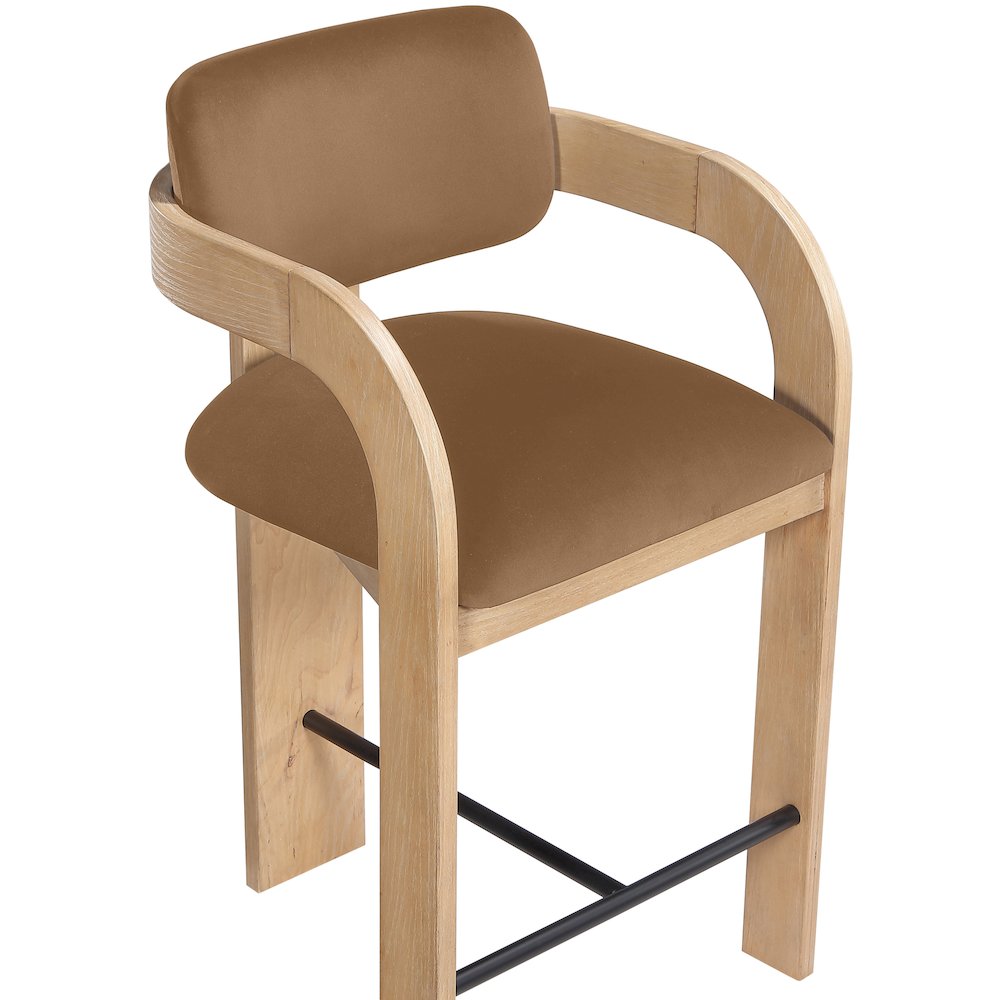 Cedra Saddle Velvet Performance Fabric Upholstered Counter Stool