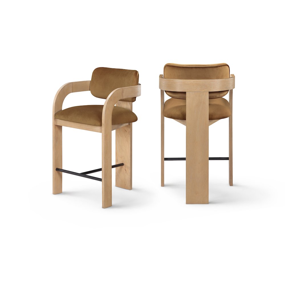Cedra Saddle Velvet Performance Fabric Upholstered Counter Stool