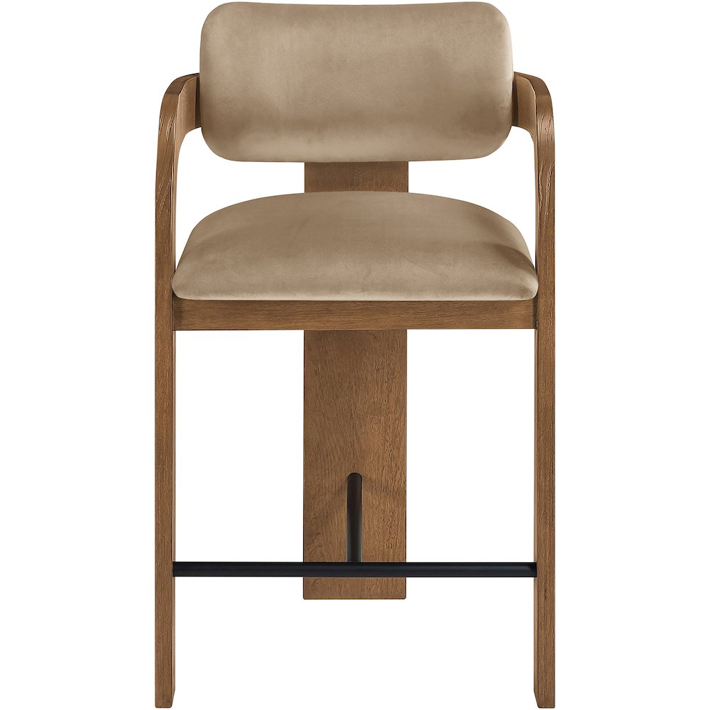 Cedra Beige Velvet Performance Fabric Upholstered Counter Stool