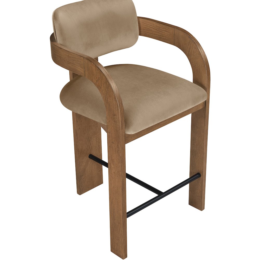 Cedra Beige Velvet Performance Fabric Upholstered Counter Stool