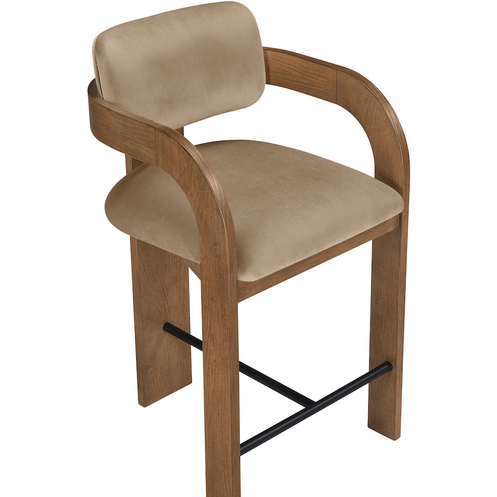 Cedra Beige Velvet Performance Fabric Upholstered Counter Stool