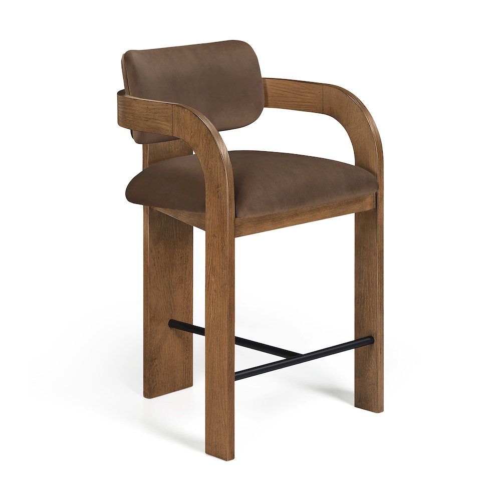 Cedra Brown Velvet Performance Fabric Upholstered Counter Stool