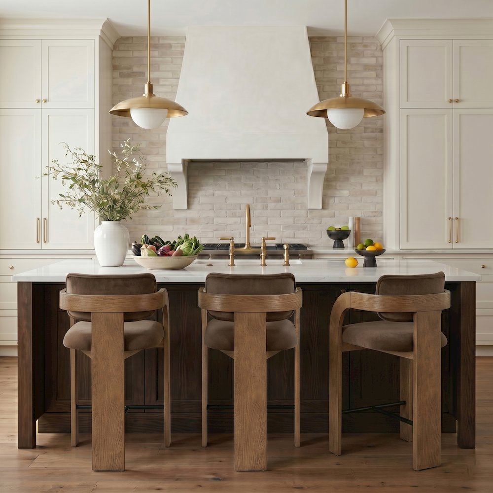 Cedra Brown Velvet Performance Fabric Upholstered Counter Stool