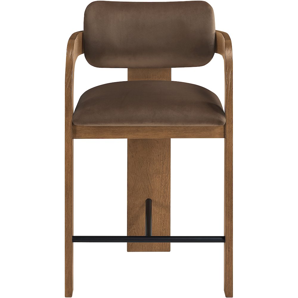Cedra Brown Velvet Performance Fabric Upholstered Counter Stool