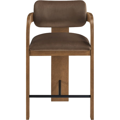 Cedra Brown Velvet Performance Fabric Upholstered Counter Stool