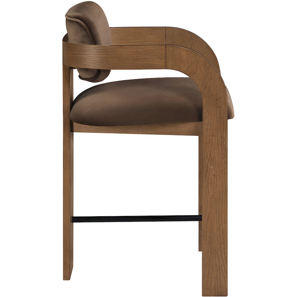 Cedra Brown Velvet Performance Fabric Upholstered Counter Stool
