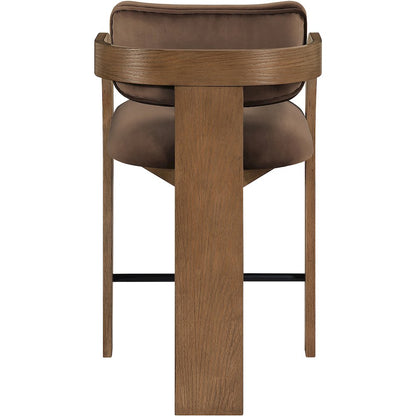 Cedra Brown Velvet Performance Fabric Upholstered Counter Stool