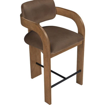 Cedra Brown Velvet Performance Fabric Upholstered Counter Stool