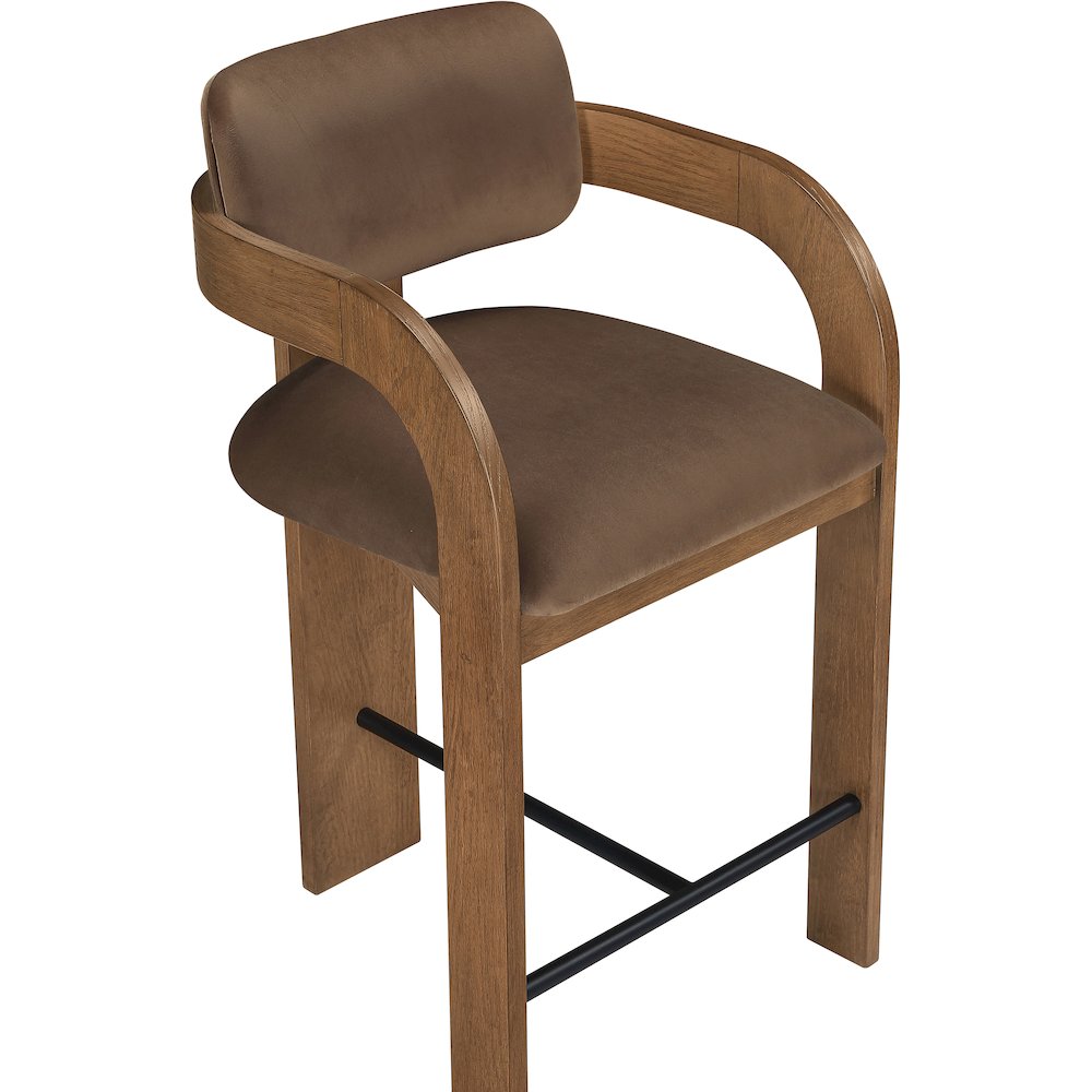 Cedra Brown Velvet Performance Fabric Upholstered Counter Stool