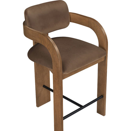 Cedra Brown Velvet Performance Fabric Upholstered Counter Stool