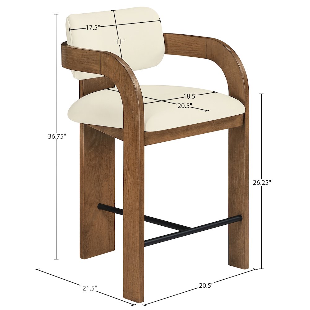 Cedra Cream Velvet Performance Fabric Upholstered Counter Stool