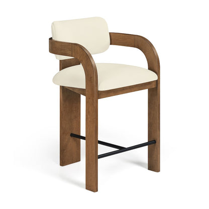Cedra Cream Velvet Performance Fabric Upholstered Counter Stool